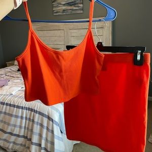 Orange matching tank and skirt set